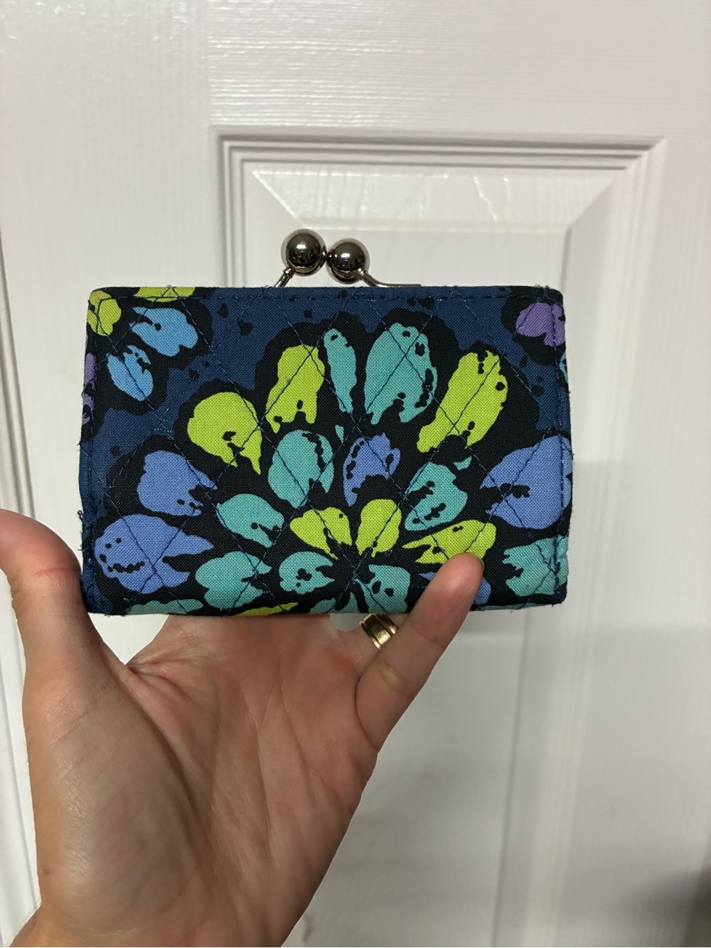 Floral Pattern Blue Green Coin Purse